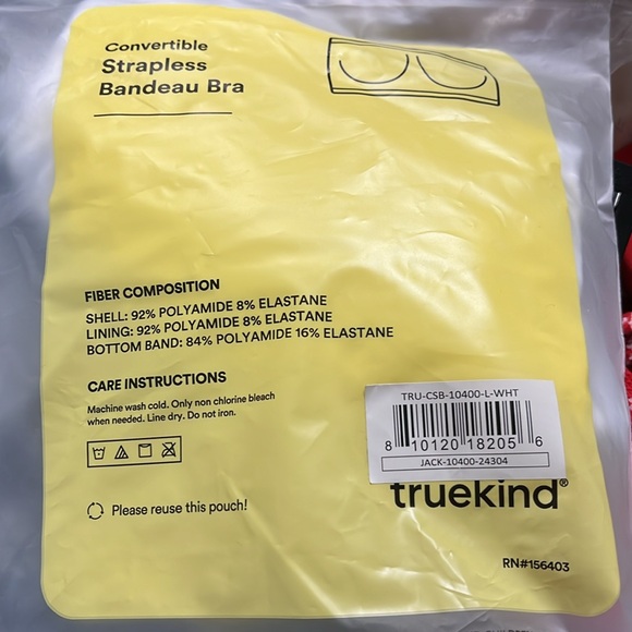 White Seamless/Wireless Bandeau, Convertible - Picture 3 of 3